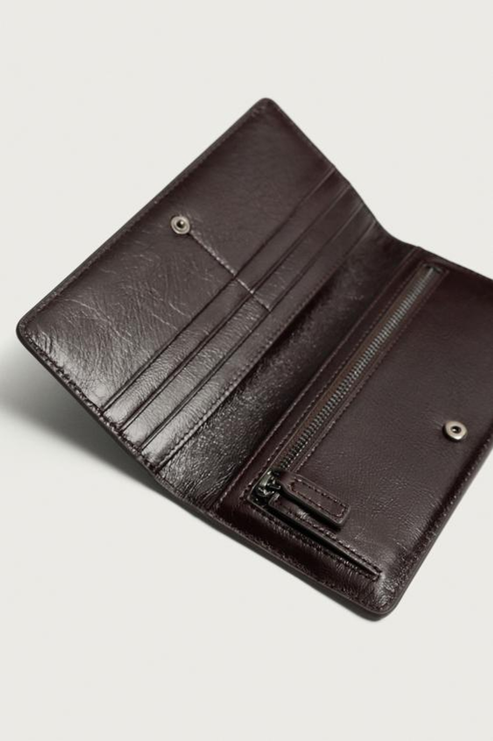 ZARA КОЖАНЫЙ КОШЕЛЕК XL, КОРИЧНЕВЫЙ