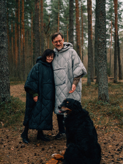 Утеплённое пончо 3 в 1 Shikotan grey unisex