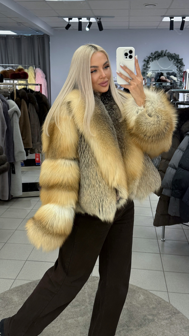 Шуба - кроп из лисы GOLDEN FOX 45см