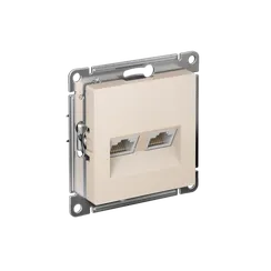 Розетка компьютерная RJ45 + RJ45 Cat 5e Systeme Electric AtlasDesign Бежевый ATN000285