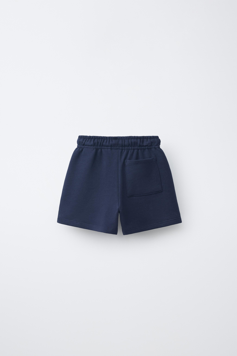 ZARA ШОРТЫ-БЕРМУДЫ БАЗОВЫЕ С ТЕКСТОВЫМ ПРИНТОМ, МОРСКОЙ СИНИЙ