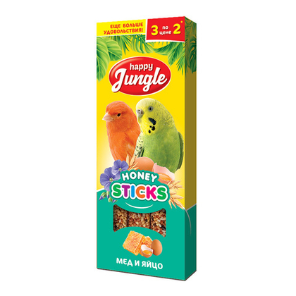 HAPPY JUNGLE Палочки для птиц мед и яйцо