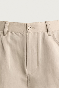 ZARA БРЮКИ RELAXED FIT ИЗ ХЛОПКА И ЛЬНА, БЕЖЕВЫЙ