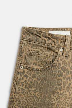 ZARA ДЖИНСЫ TRF WIDE-LEG С НИЗКОЙ ПОСАДКОЙ И АНИМАЛИСТИЧЕСКИМ ПРИНТОМ, ЛЕОПАРДОВЫЙ