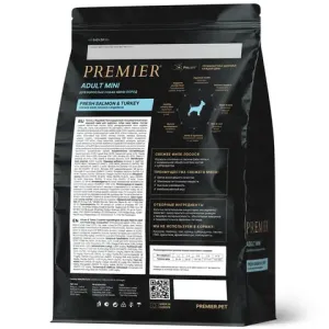 Сухой корм Premier Dog Salmon&Turkey Adult Mini для собак мелких пород из свежего филе лосося с индейкой