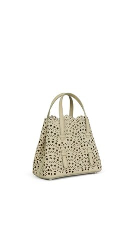 ALAÏA СУМКА MINA 20 ИЗ НУБУКА, МИНДАЛЬНО-ЗЕЛЕНЫЙ