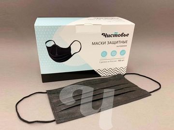 Маска Чистовье трехслойная медицинская (100 шт/уп) черные