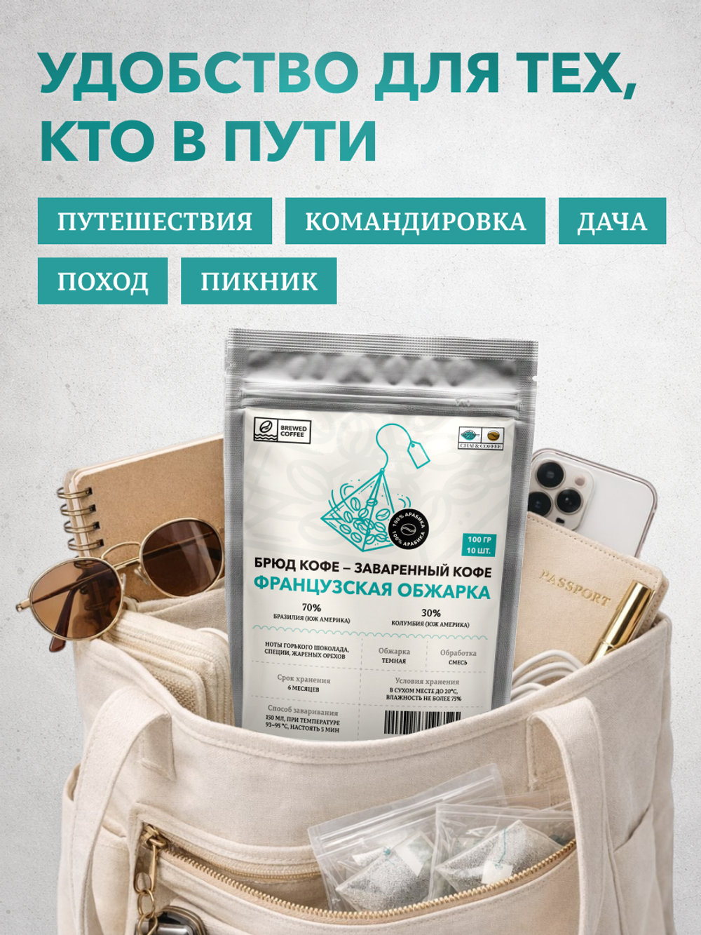 Брюд Кофе 10 пирамидок Французская обжарка