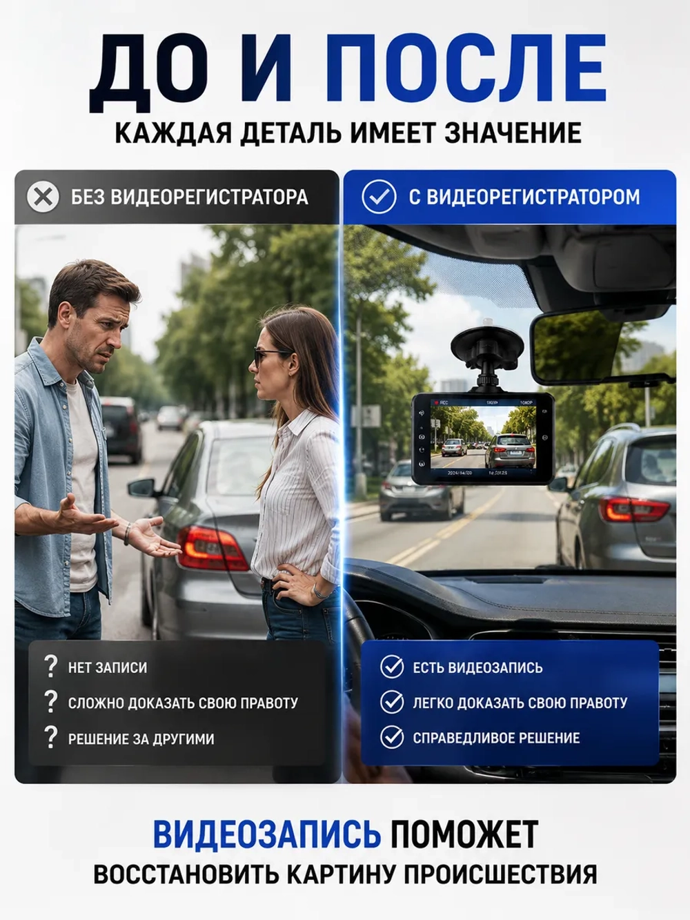 Видеорегистратор автомобильный с камерой заднего вида