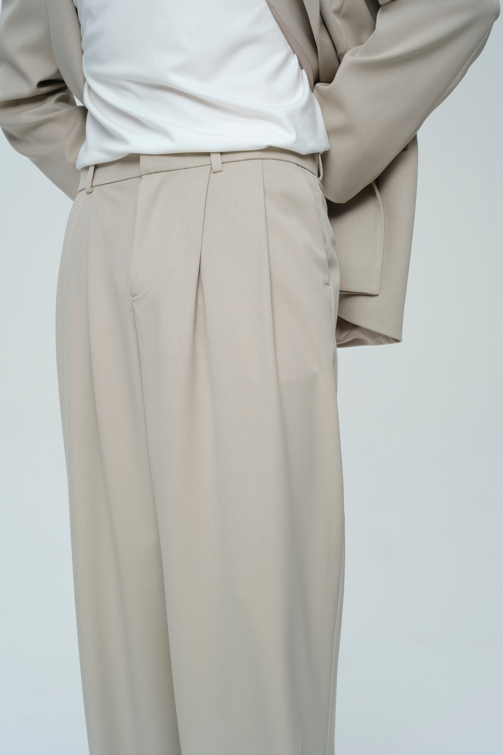 Брюки широкие | grey-beige
