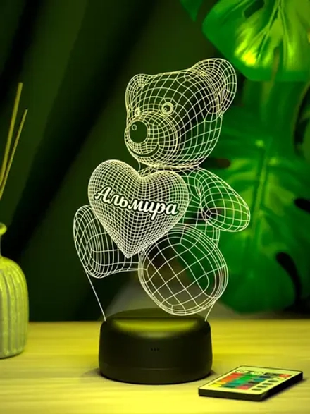 Ночник "Мишка с именем Альмира" - подарок девочке