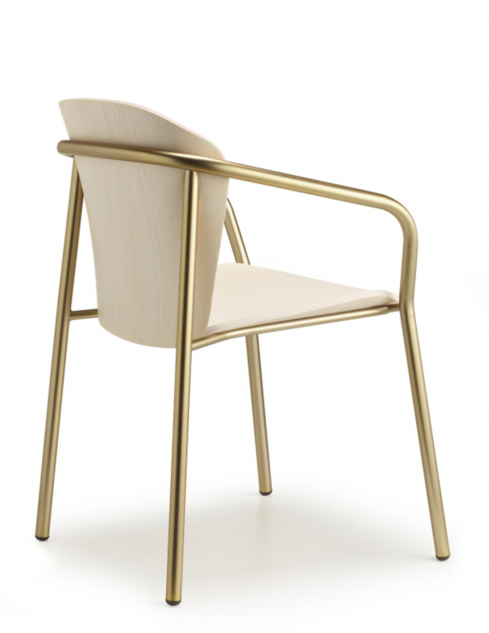 Кресло деревянное Scab Design Finn Metal Wood, матовое золото, белый ясень