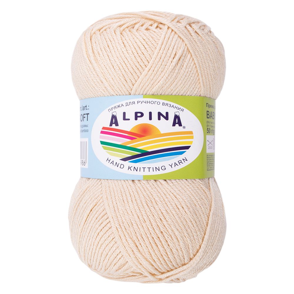 Пряжа Alpina Baby Super Soft / уп.10 мот. по 50г, 150 м, 12 св.бежевый Пряжа Alpina Baby Super Soft / уп.10 мот. по 50г, 150 м, 12 св.бежевый