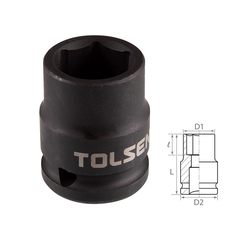 TOLSEN (TT18218) Головка торцевая ударная шестигранная 1/2", 18 мм TOLSEN (TT18218) Головка торцевая ударная шестигранная 1/2", 18 мм