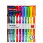 Набор гелевых ручек 10цв. Brauberg  Extra Glide Gel, 0,5мм, прозрачный корпус