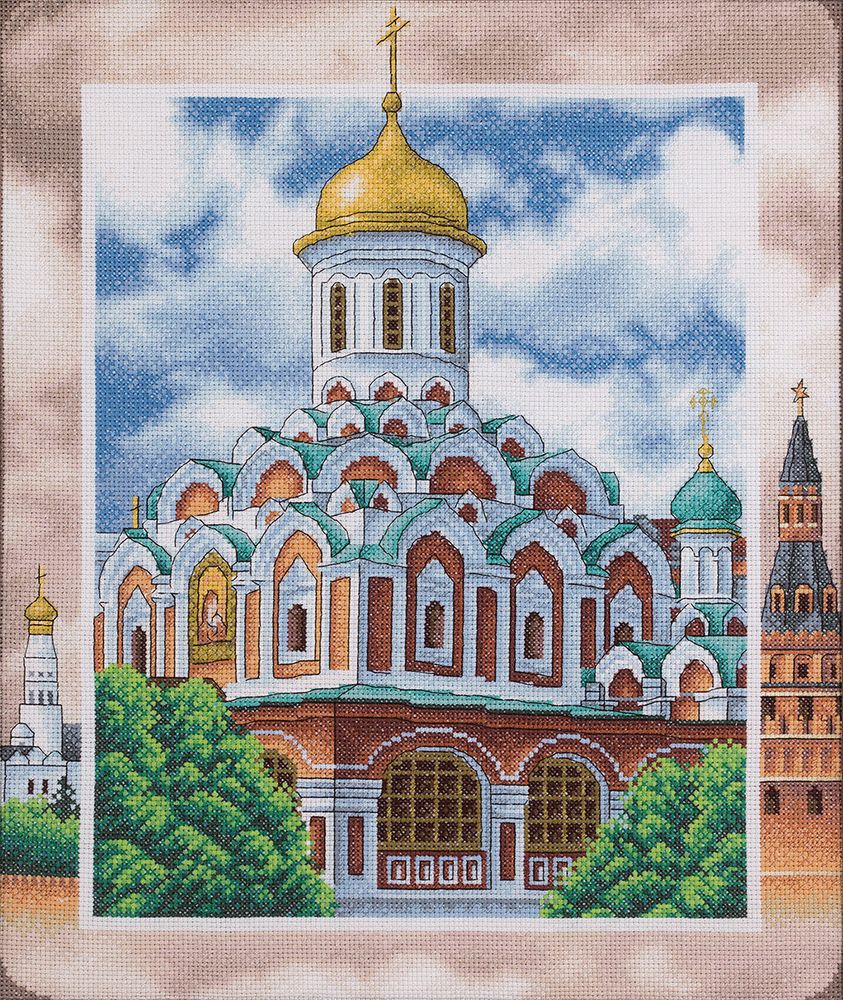 Набор для вышивания нитками Panna, Казанский собор на Красной площади, 33х40 см Набор для вышивания нитками Panna, Казанский собор на Красной площади, 33х40 см
