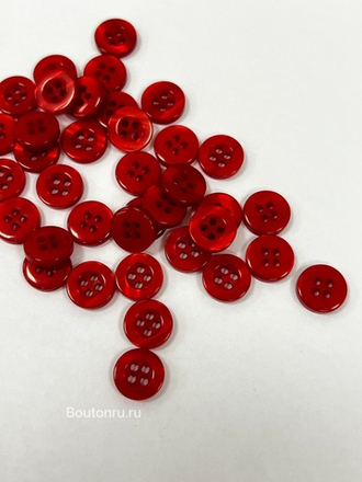 Пуговицы красные перламутровые на прокол 11,5 мм