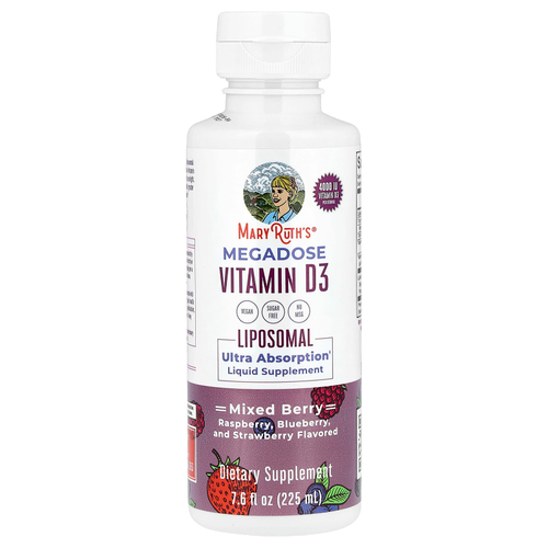 MaryRuth's, Megadose Vitamin D3, липосомальный витамин D3, ягодное ассорти, 4000 МЕ, 225 мл (7,6 жидк. унции)