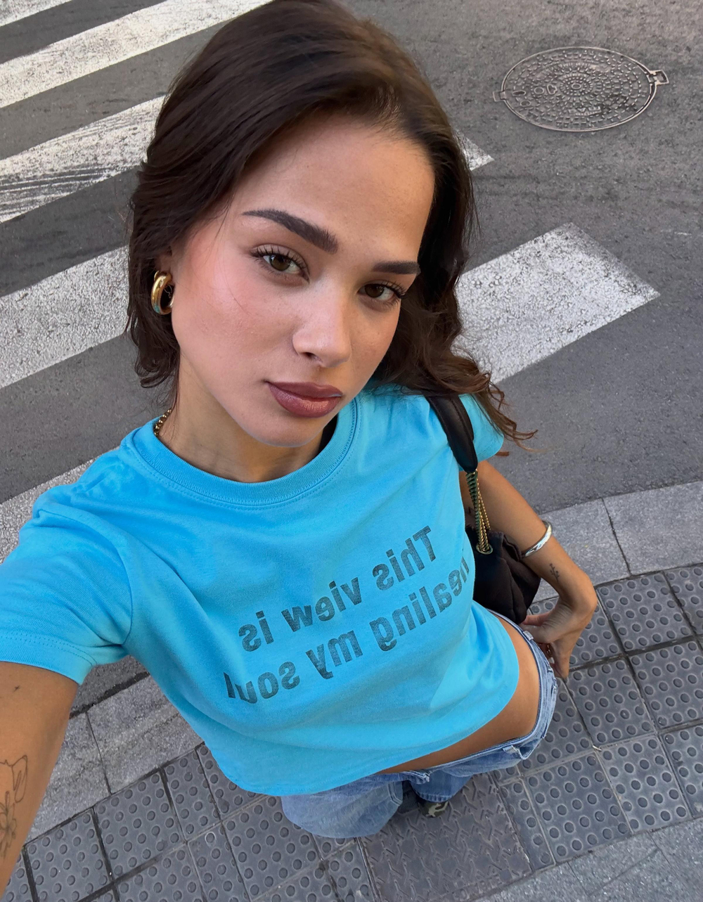Женская футболка с принтом - BERSHKA