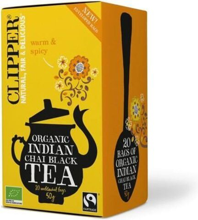 Чай черный Clipper Organic Indian с корицей, гвоздикой, с цедрой апельсина 20 пакетиков 50 г (из Финляндии)
