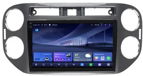 Магнитола для Volkswagen Tiguan 2011-2017 (рамка серая) - Kuberg QLed+2K, Android 14, TS105, Быстрейшая, CarPlay, SIM-слот