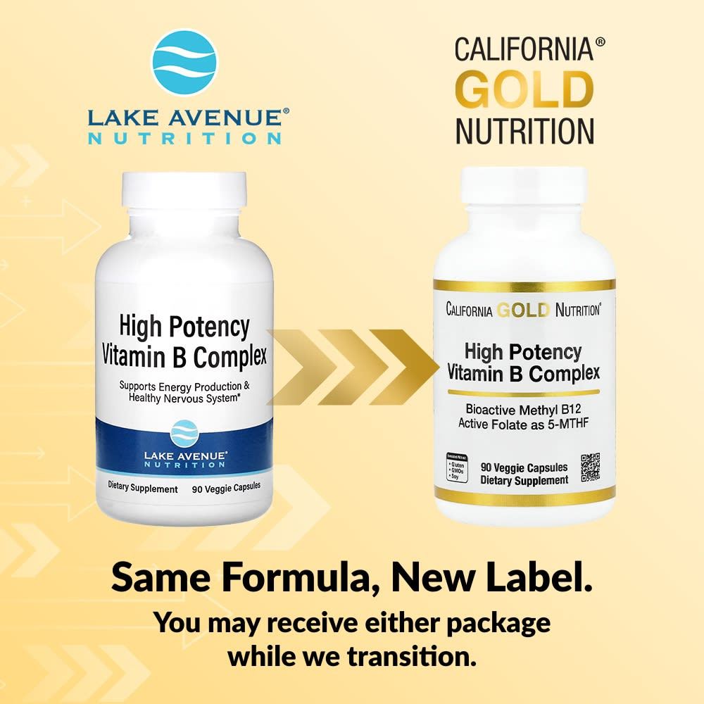 California Gold Nutrition, высокоэффективный комплекс витаминов группы B с метилфолатом и метилом B12, 90 растительных капсул