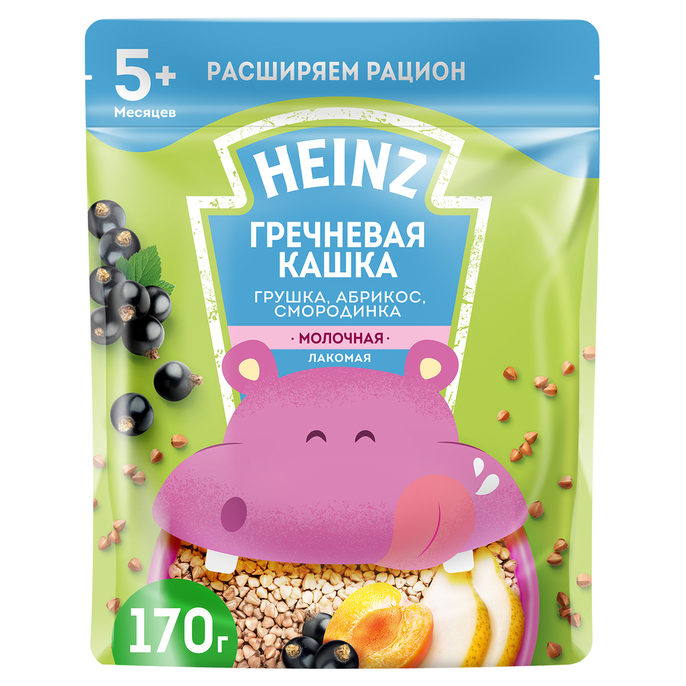 HEINZ Лакомая кашка Гречневая ,грушка,абрикос,смородина 170г