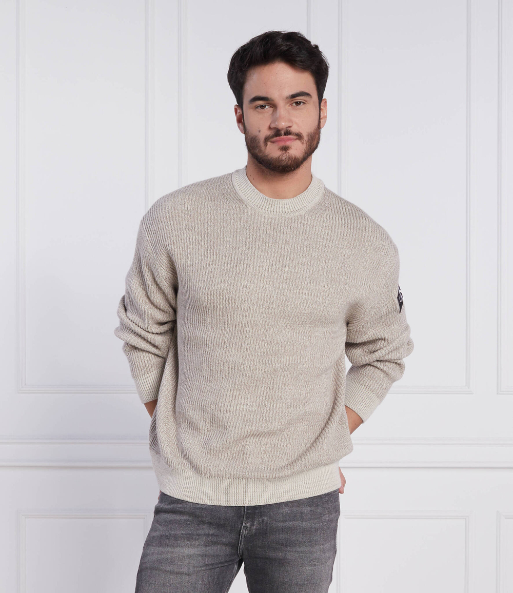 свитер badge plated CALVIN KLEIN JEANS - бежевый(J30J321685)