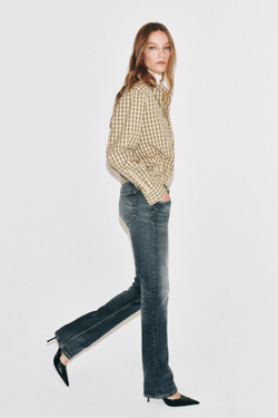 ZARA РУБАШКА В КЛЕТКУ ОБЪЕМНОГО КРОЯ — ZW COLLECTION, ЭКРЮ/ЧЕРНЫЙ