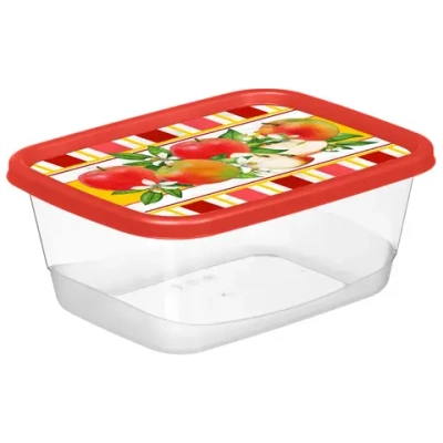 Контейнер для продуктов прямоугольный 1,5л с декором "Сицилия" (красный)