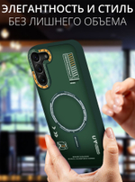 Дизайнерский чехол из мягкого пластика для SAMSUNG S22 (не PLUS,ULTRA) с MagSafe и усиленной защитой камеры