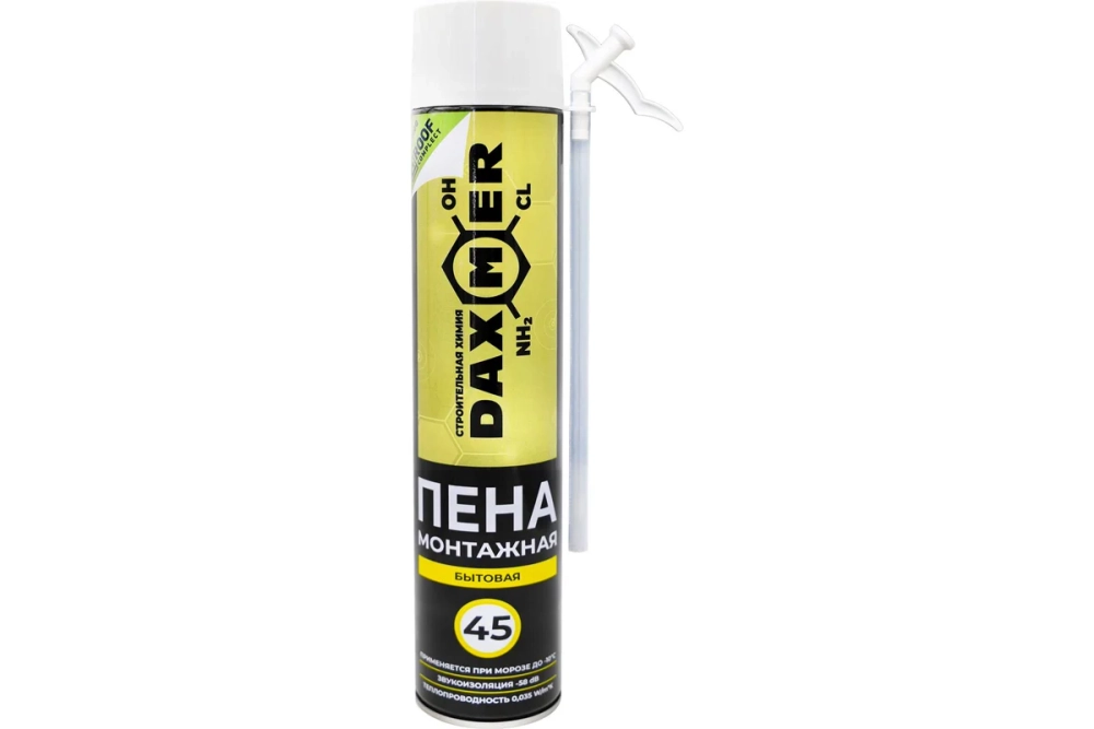 Пена монтажная бытовая Daxmer 45, 1000 мл (650 г), 00-00458223