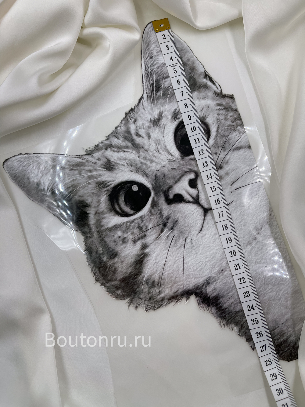 Термонаклейка серый кот