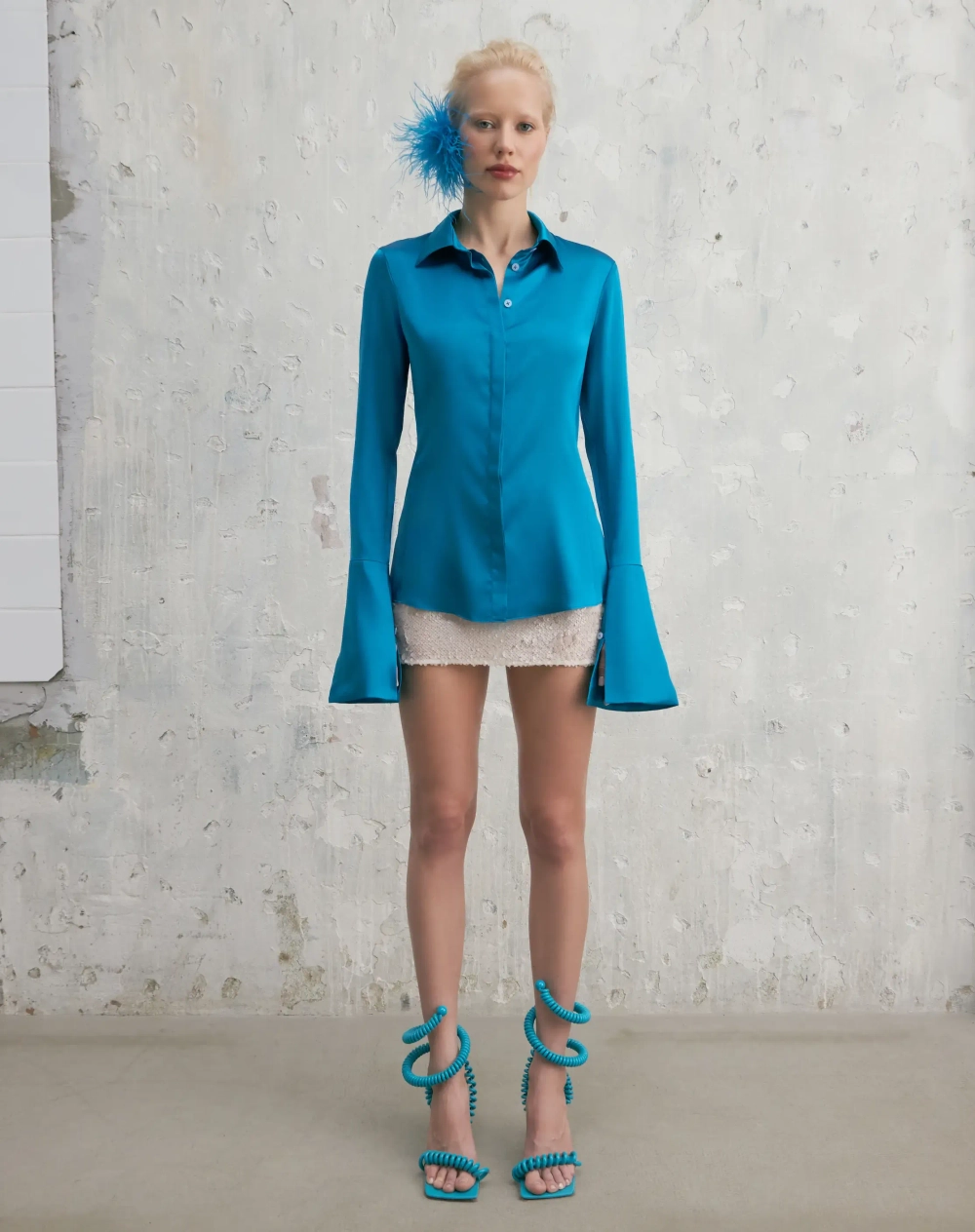 Шелковая рубашка Аквамарин Silk Aquamarine