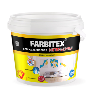 Краска акриловая интерьерная 1.1кг FARBITEX