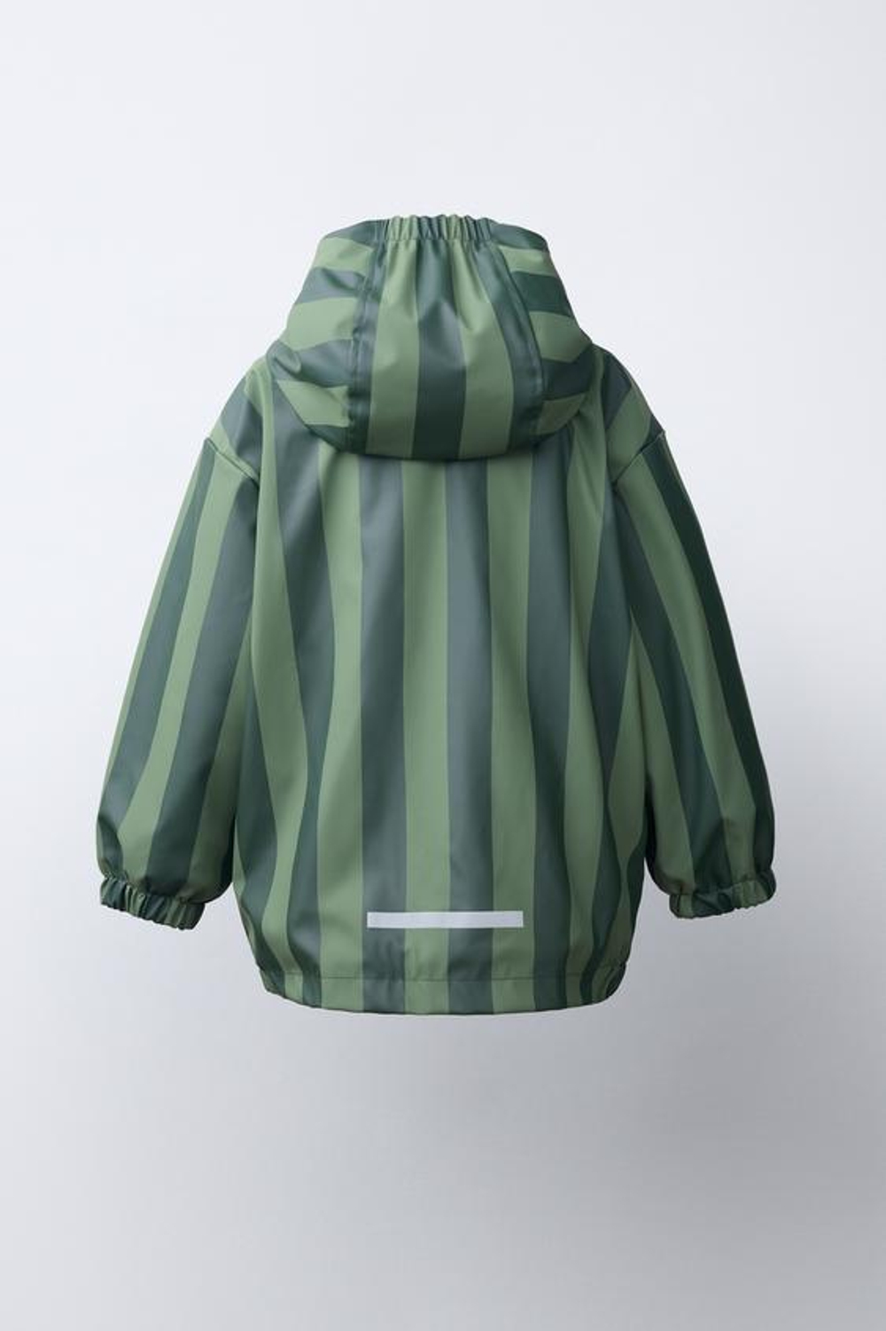 ZARA ПРОРЕЗИНЕННЫЙ ДОЖДЕВИК WATER RESISTANT В ПОЛОСКУ, ЗЕЛЕНЫЙ