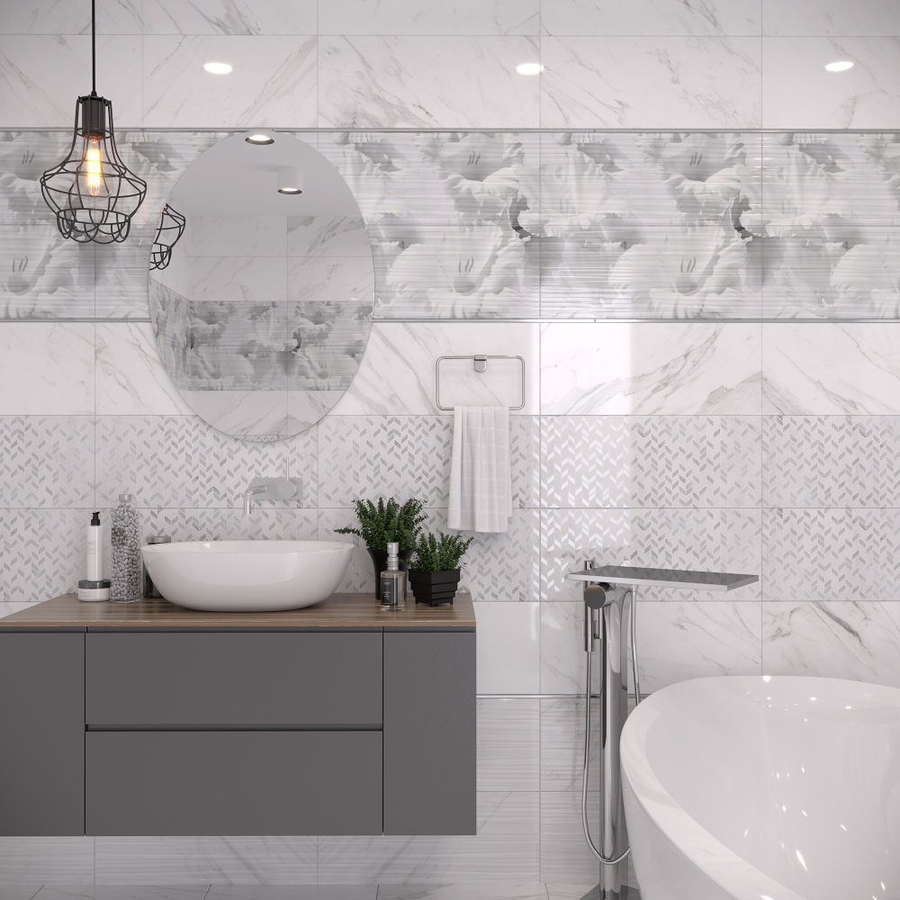 Селия бел декор 01 / Celia white decor 01  250х600 (1-й сорт)