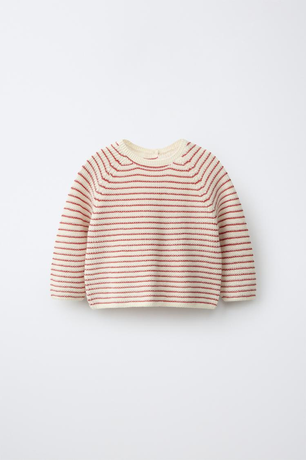 ZARA СВИТЕР В ПОЛОСКУ, ЭКРЮ/КРАСНЫЙ