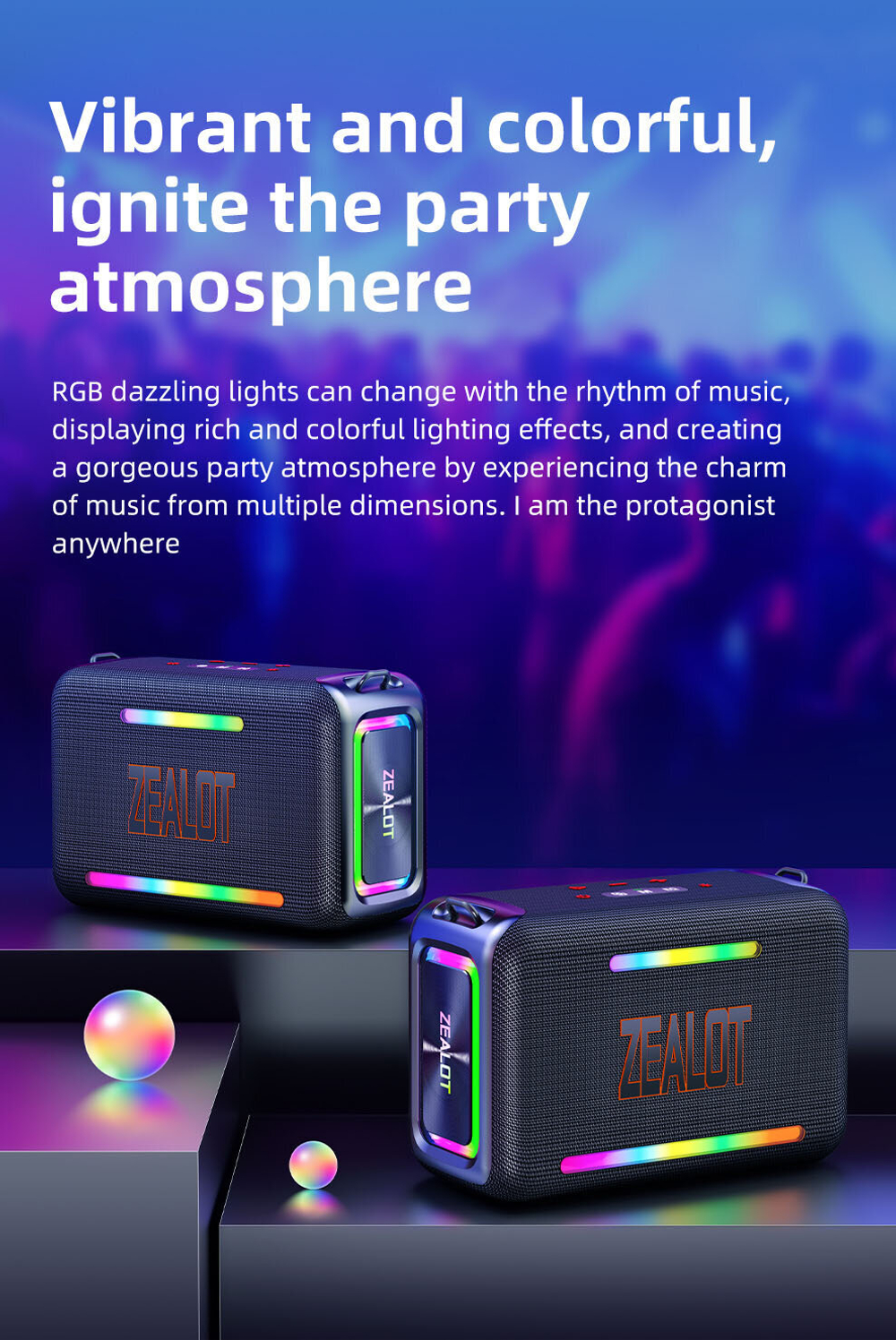 Беспроводная колонка ZEALOT S95, 120W c RGB подсветкой
