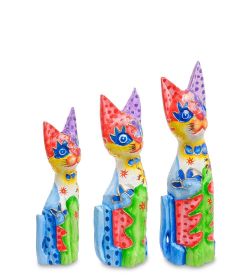 99-268 Фигурка «Кошка» н-р из трех 30,25,20 см (албезия, о.Бали)