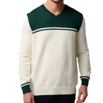 Мужская теннисная кофта Roland Garros Heritage Sweater - ecru/green
