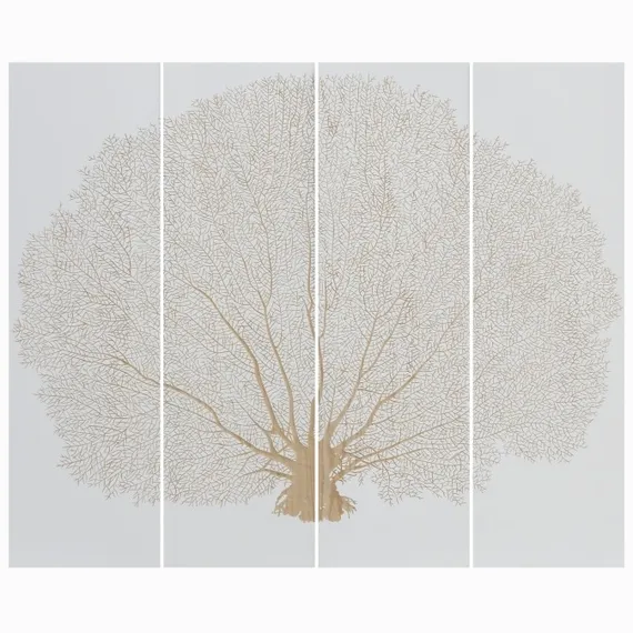 Набор из 4 панно Arbre 180х150 см, резное дерево