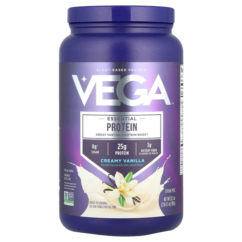 Vega, Незаменимый растительный протеин, кремовая ваниль, 920 г (2 фунта 0,5 унции)