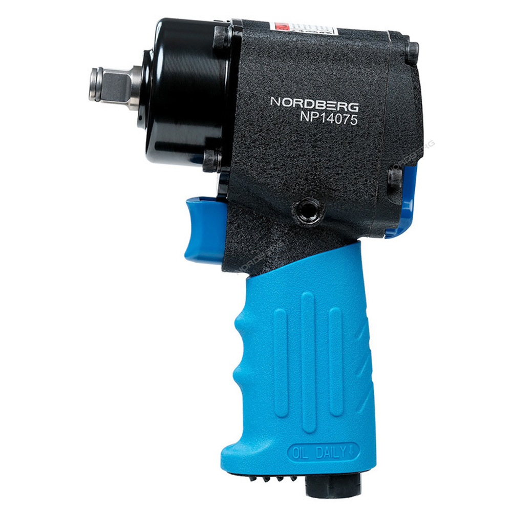 NORDBERG (NP14075K) Пневмогайковерт ударный 1/2", 680 Нм, укороченный, с 3-мя головками в кейсе