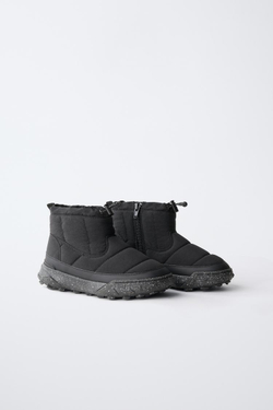 ZARA СТЕГАНЫЕ БОТИНКИ, ЧЕРНЫЙ