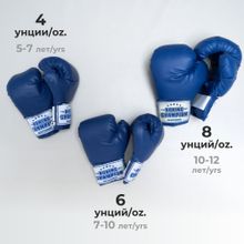 Перчатки боксерские для детей 10-12 лет (8 унции) (темно-синий)