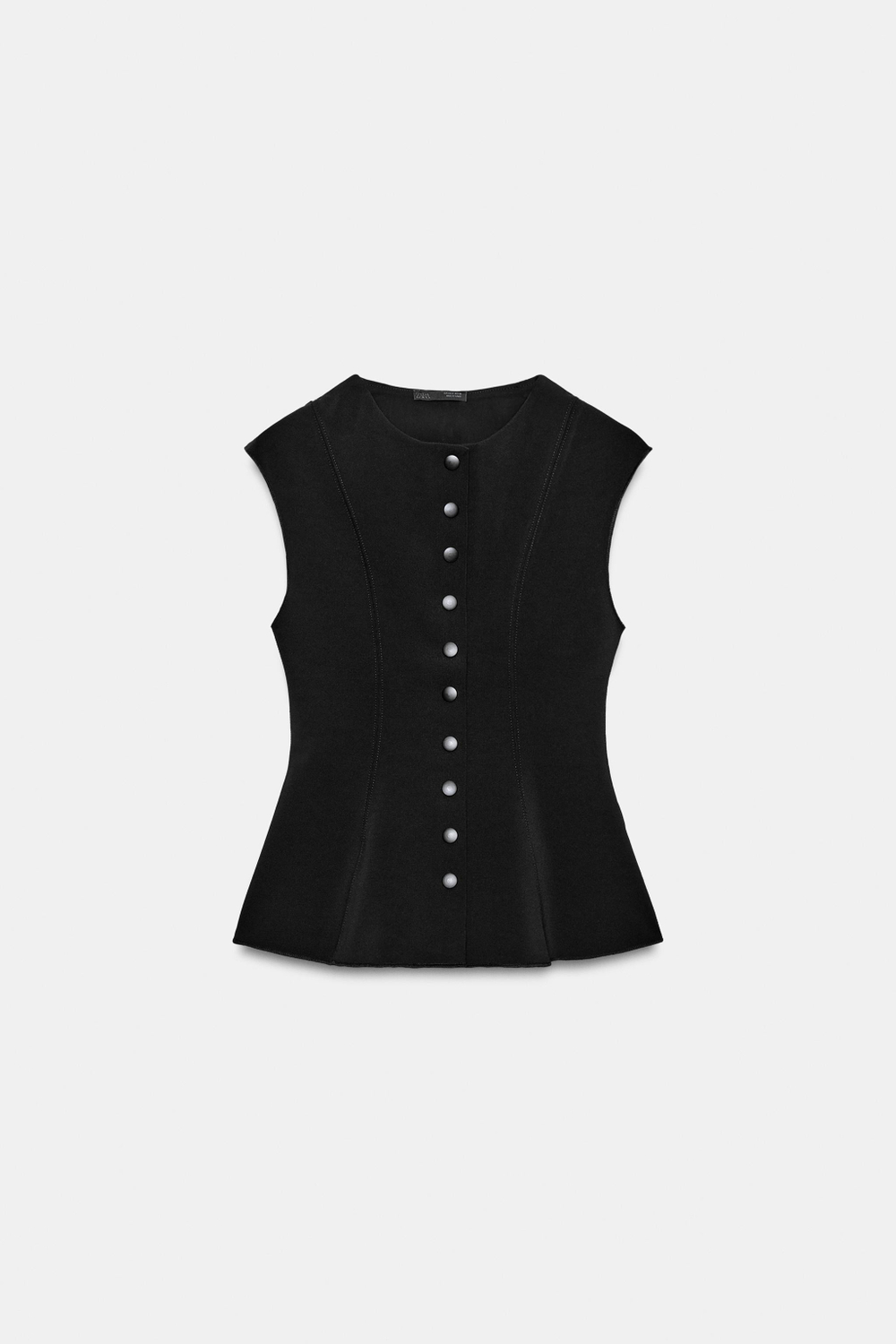ZARA ЖИЛЕТ С КОНТРАСТНОЙ СТРОЧКОЙ, ЧЕРНЫЙ