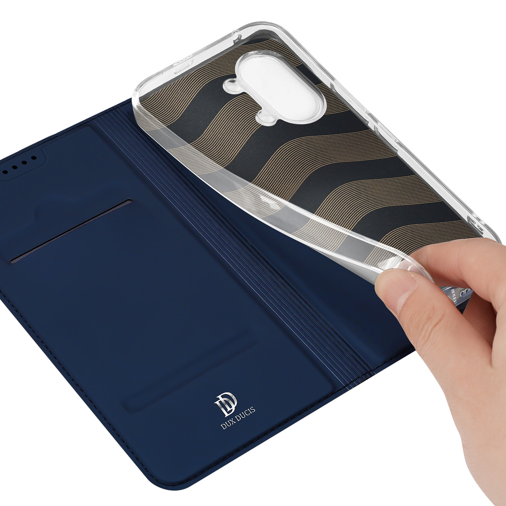 Чехол книжка синего цвета из кожи для Xiaomi Redmi Turbo 5 Max и Poco X8 Pro Max, серия Skin Pro Series от Dux Ducis