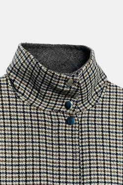 ZARA ПОЛУПАЛЬТО ИЗ ШЕРСТИ В "ГУСИНУЮ ЛАПКУ", СЕРЫЙ