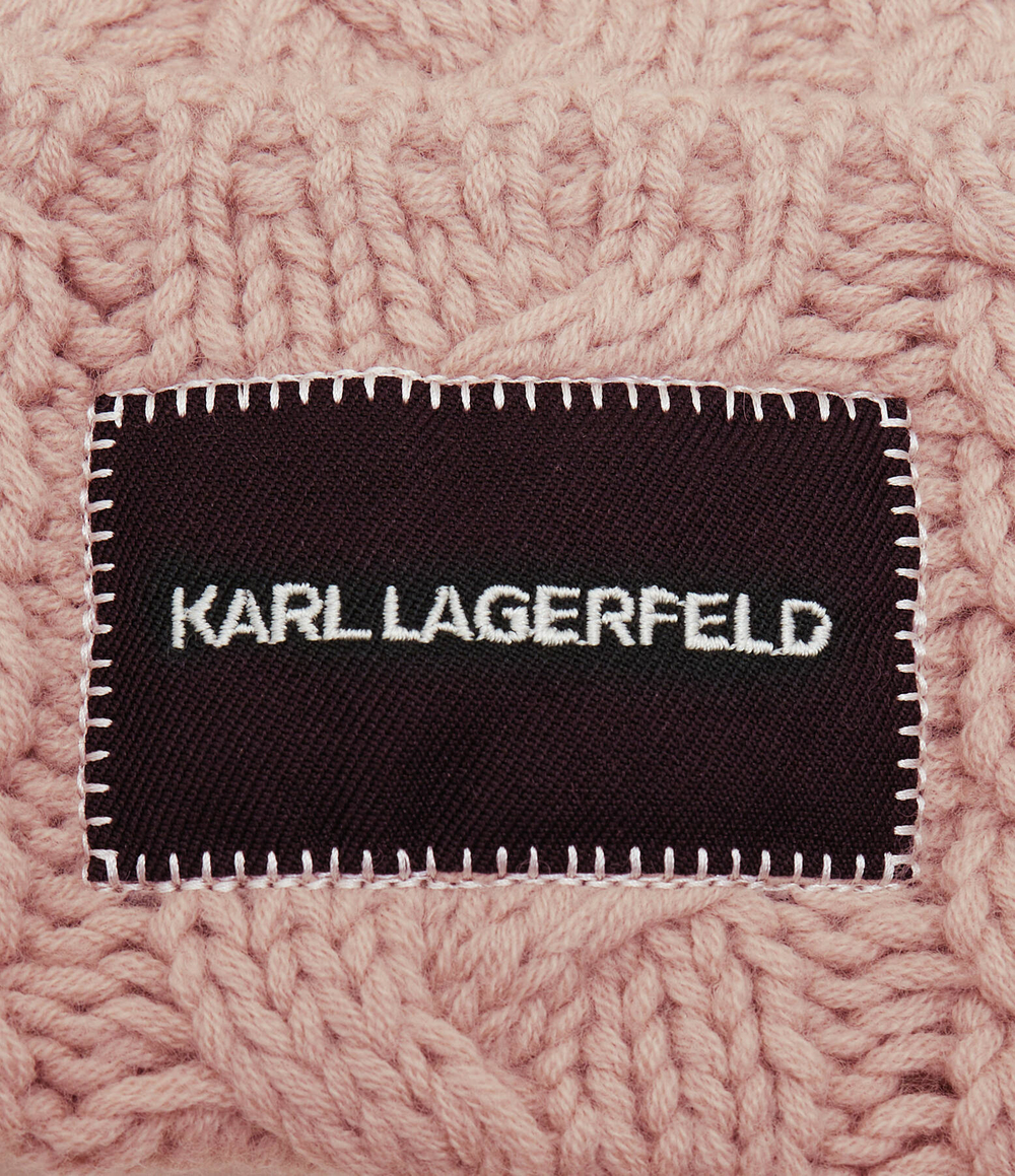 Хлопковая шапка k/essential cable knit Karl Lagerfeld - бежевый(236W3410)